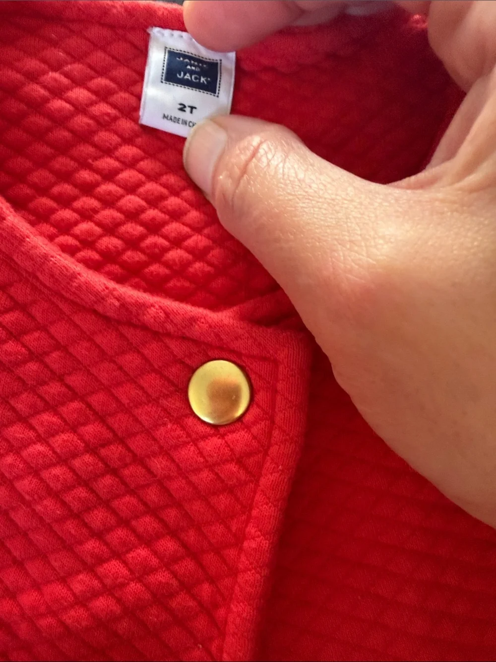 Janie and Jack Bright Red Quilted Jacket with Gold Buttons